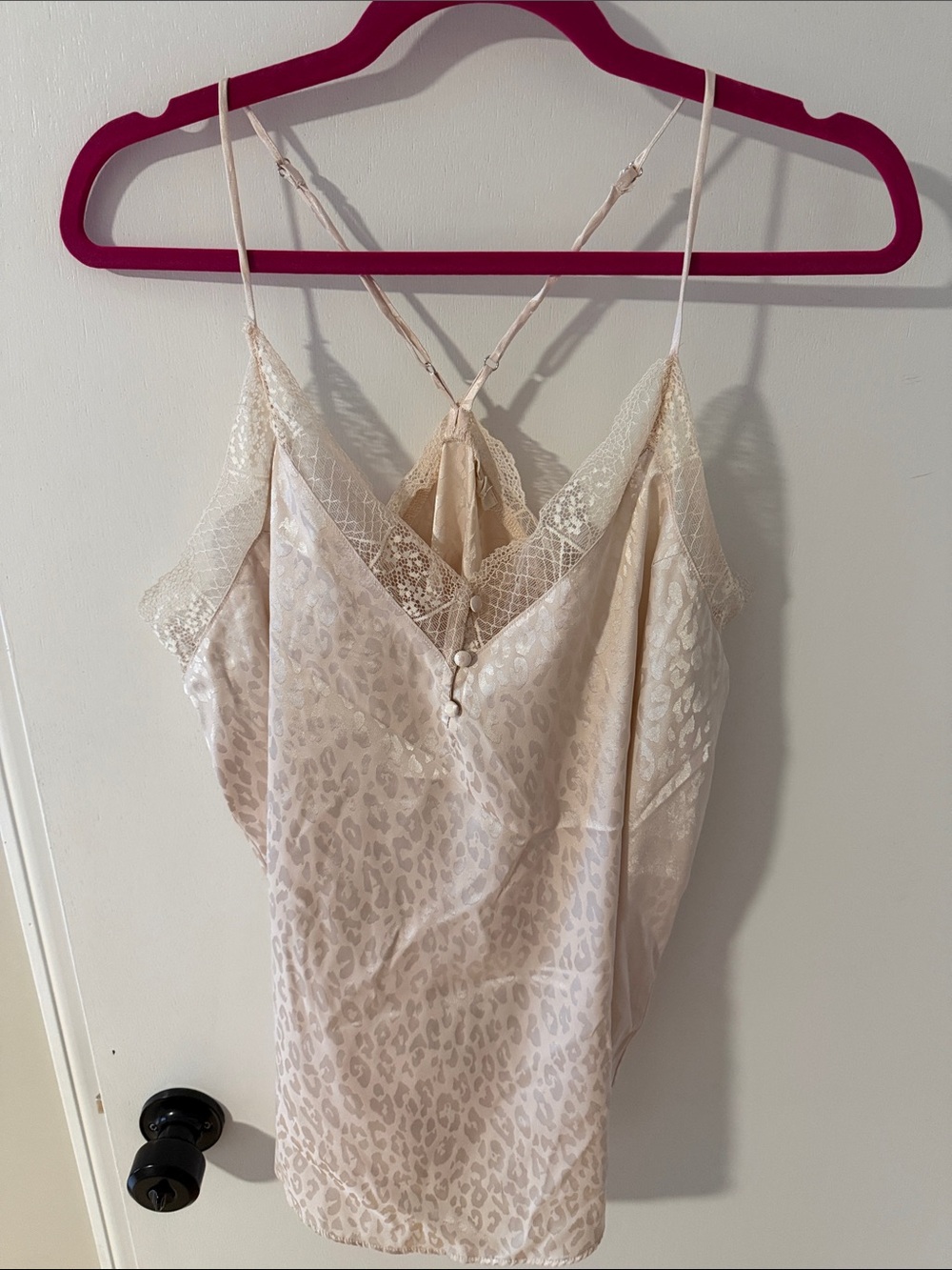 Lace-Trim Satin Cami - Cream